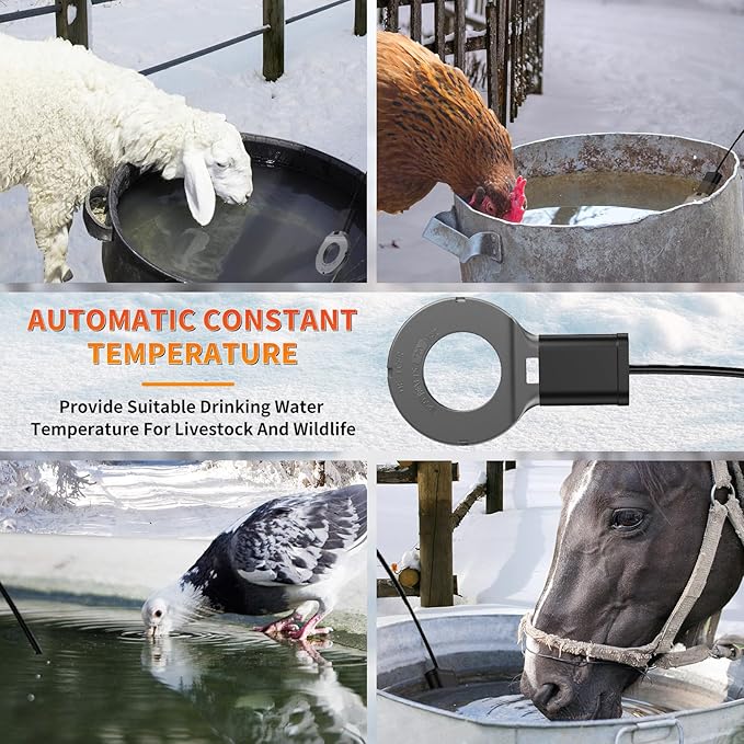 500W Utility De-Icer Submergible Cast Aluminum Chicken Water Heater for Livestock Tank Heater Bird Bath Heater in Winter