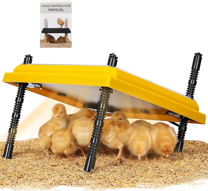 Brooder Heating Plate for Chicks Adjustable: with Bonus 10x10 Warmer with Easy- Cleaning Plate 15W Poultry Coop Heater for 12 Baby Chick