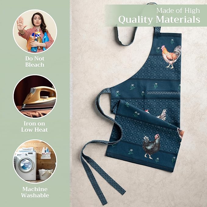Maison d' Hermine 100% Cotton Apron for women with Pocket Kitchen Chef Apron for Men Cooking Easter Decorations