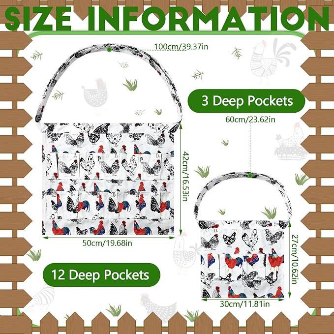 Cozypower 4 Pcs Egg Apron Egg Collecting Apron Adult 12 Pockets and Child 3 Pockets Chicken for Gathering Collecting Fresh Eggs Housewife Farmhouse Kitchen Restaurant Parent Child Activities