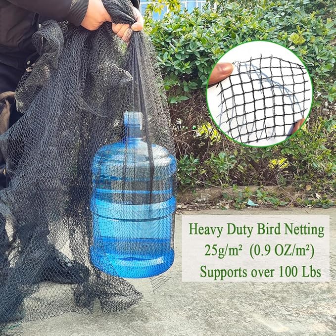 Woven Bird Netting 15X20 FT, 1/2" Mesh, Strong Bird Net Protect Fruit Trees, Blueberry, Vegetables, Strawberry Plants, Garden Netting Pest Barrier, Against Deer, Squirres, Small Critters