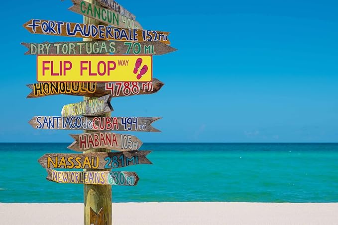 Flip Flop Way Metal Sign 4x16in Tropical Beach Style Plaque for Bathroom Yard House Indoor Outdoor Wall Decor