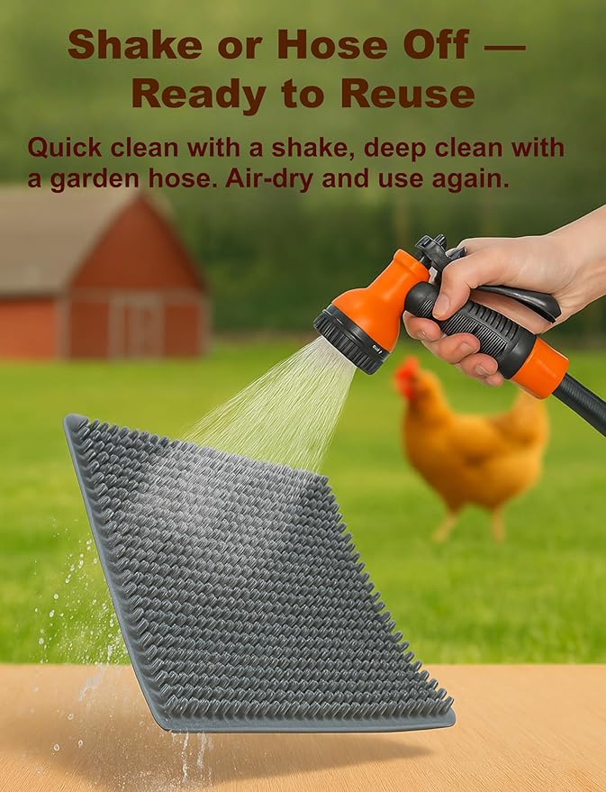 4-Pack Washable Chicken Nesting Pads for Chicken Coop, 13x11in Reusable Nest Box Liners, Trim-to-Fit Open-Grid Bedding for Cleaner Eggs, Heavy-Duty Poultry Supplies (Grey)