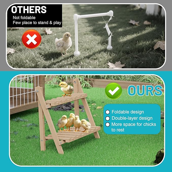Chicken Perch, Foldable Chicken Roosting Bars for Coop, Chicken Coop Accessories, Baby Chicks Stand Toys, Training Perch for Birds, Baby Turkeys, Chicks, Parrots