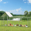 Outdoor Chicken Run, Metal Chicken Coop, with Waterproof and Anti-UV Cover, Walk-in Chicken Coop for 6/10 Chickens,Rabbits Duck Outdoor Farm Yard (9.8'L x 3.3'W x 5'H)