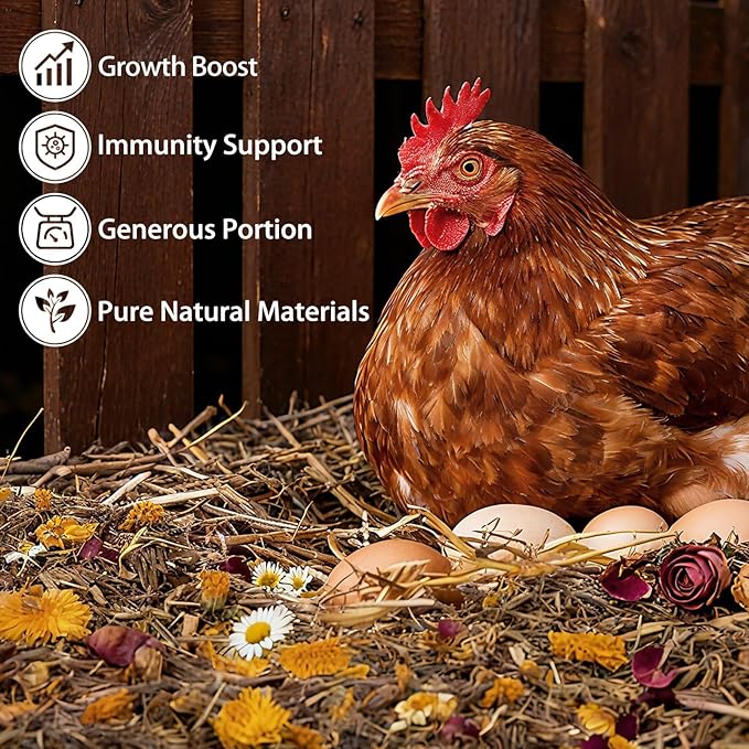 39oz Luxury Chicken Nesting Herbs, 7 Natural Floral & Herbal Blend Nesting Herbs for Chicken Coop Living Bedding, Pads, Boxes and Hen Coop Accessories, Calm Hens, Better Egg Quality