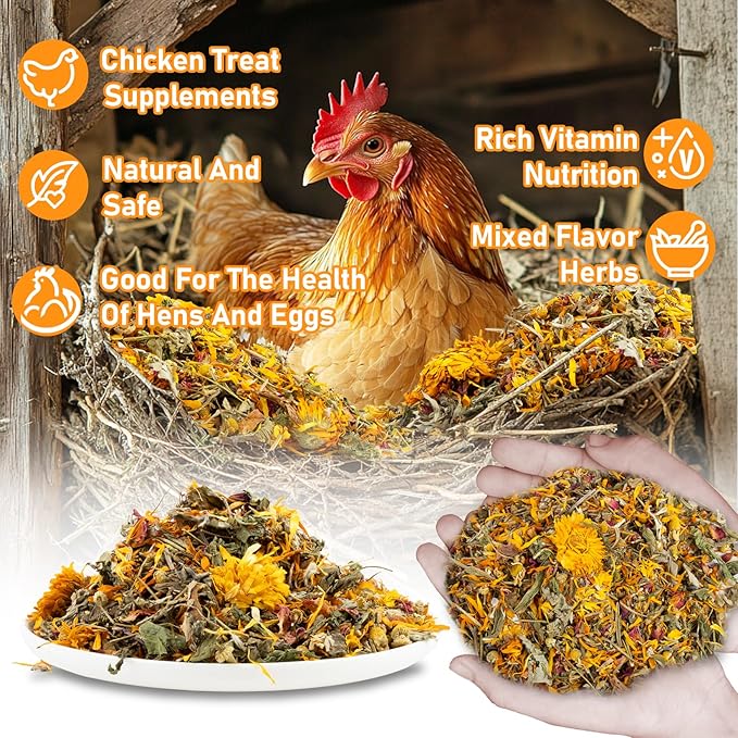 MAQIHAN 10oz Chicken Nesting Herbs - Dried Herb Layer Feed Coop and Run Insulation Roosting Bars for Box Pads Supplies Laying Hens Chicks Vacuum Packed Bedding Winter