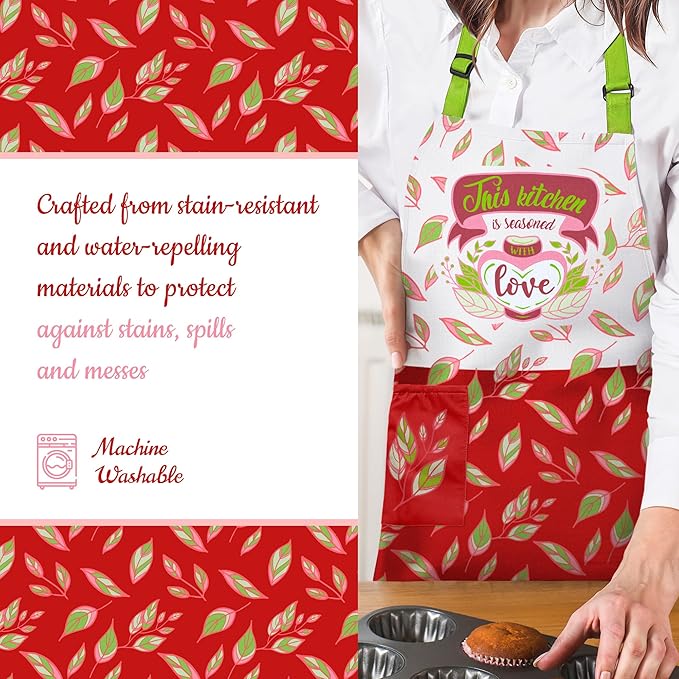 Waterproof Apron for Adults – Adjustable Fit with Deep Pockets, Stylish Cooking & Baking Apron for Women & Men