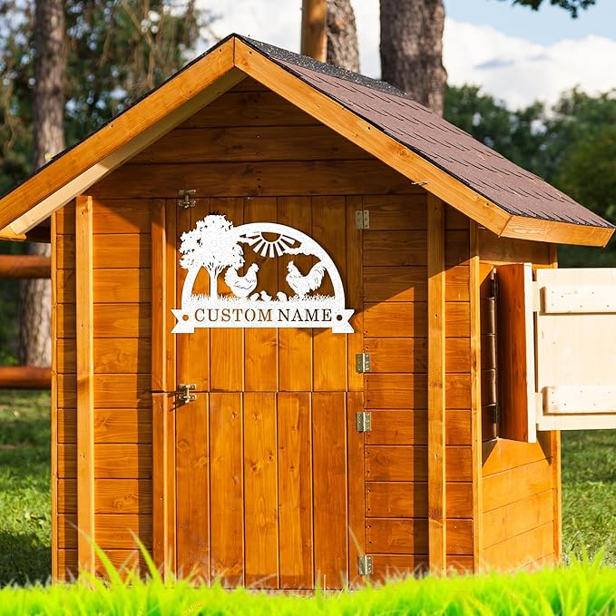 Custom Chicken Coop Signs, Personalized Chicken Coop Signs, Custom Metal Farm Sign for Outdoor, Chick Hen House Sign Funny Farmhouse Outside Wall Decor Gift