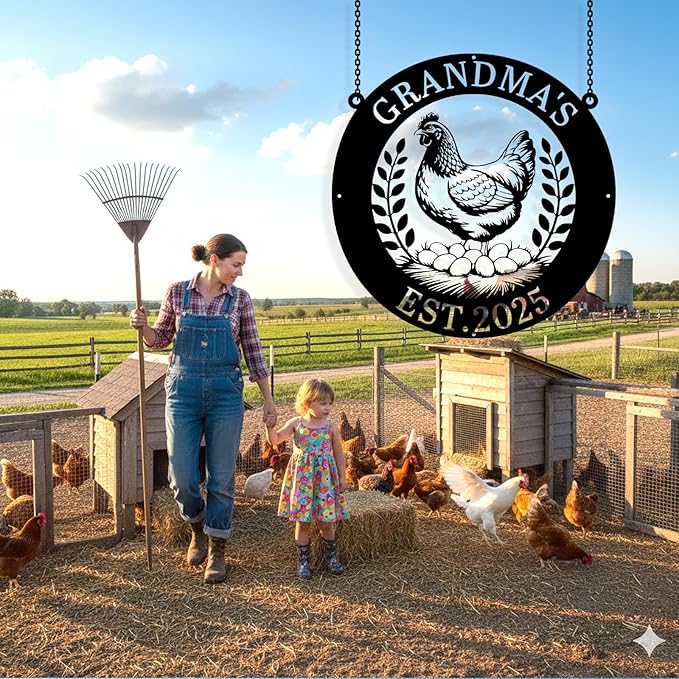Custom Chicken Coop Metal Sign, Personalized Chicken Coop Sign for Outside, Custom Metal Hen House Farm Signs, Chickens Hen House Farmhouse Wall Art Decor