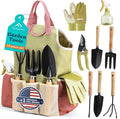 APSARAS USA Gardening Tools, Garden Tool Set, 10 Pieces Heavy Duty Sturdy Steel Gardening Tool Set with 600D Oxford Cloth Storage Tote Bag, Durable Supplies Kit Perfect Garden Gifts for Father