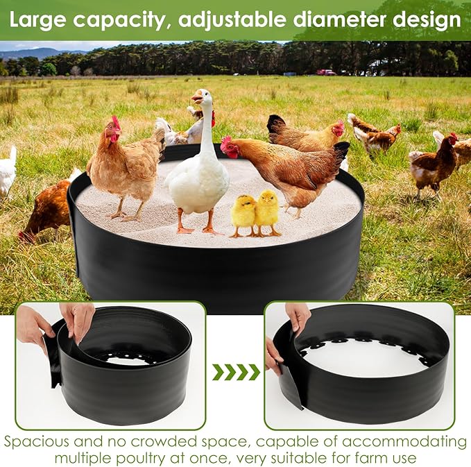 Chicken Dust Bath Tub Container, 25'' D * 5.9'' H Chicken Dust Bath Tub, Foldable Essential Chicken Coop, Bottomless Design Dust Bath for Chickens, Ducks, Turkeys, Quails for Farms, Chicken Coops