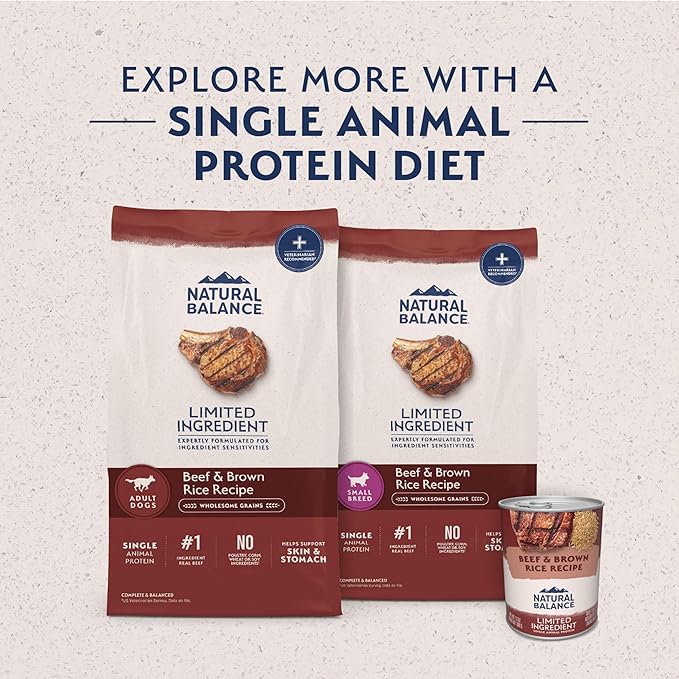 Natural Balance Limited Ingredient Small-Breed Adult Dry Dog Food with Healthy Grains, Beef & Brown Rice, 12 Pound (Pack of 1)