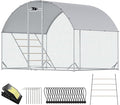 Chicken Coop Large Metal Chicken Run with Full-Top Waterproof Cover - Chicken House for 6/10 Chickens, Poultry Cage with Solar Light, Backside Poles, Walk-in Pen for Rabbits Ducks Yard 1 Room