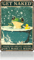 PEACHGARDEN Funny Bathroom Decor Frog Vintage Metal Sign Shower Room Wall Decor Bathroom Toilet Frog Poster 8x12inch