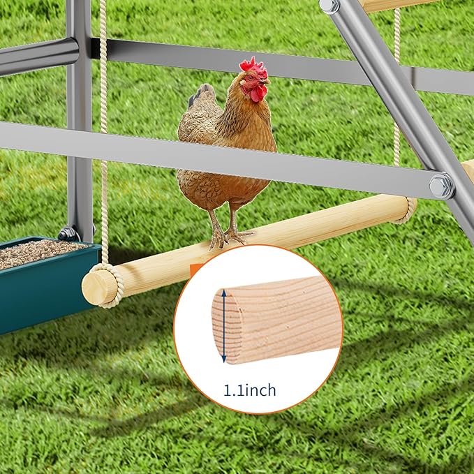 Chicken Perch for Coop with Swing, Ladder & Trough, Roosting Bars for Chickens in Coop, Poultry Hen Chick Enrichment Toys to Exercise Makes The Meat Firmer for Backyard Farm, 37"x20"x28"