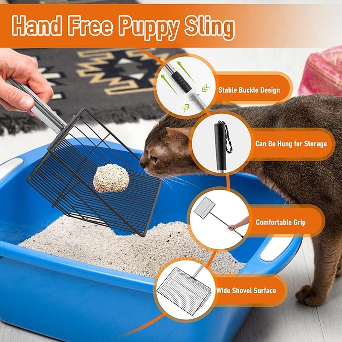 Chicken Poop Scooper, 66.9in Stainless Steel Long Chicken Coop Litter Scoop, Detachable Poop Shovel for Chicken Coop Accessories, Chicken coop Cleaning Tools