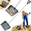Chicken Poop Scooper & Rake 2-in-1, Chicken Coop Accessories with 13in Wider PP Head & Adjustable Stainless Steel Handle, 33''-69'' Pooper Scooper Sand Sifting Shovel Litter for Small Farm Animals