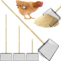 PINVNBY Chicken Poop Scooper 3 in 1 Stainless Steel Litter Scooper with Adjustable Handle (18.1" to 42.1") Sand Sifting Shovel for Chicken Poop & Pet Waste Cleaning