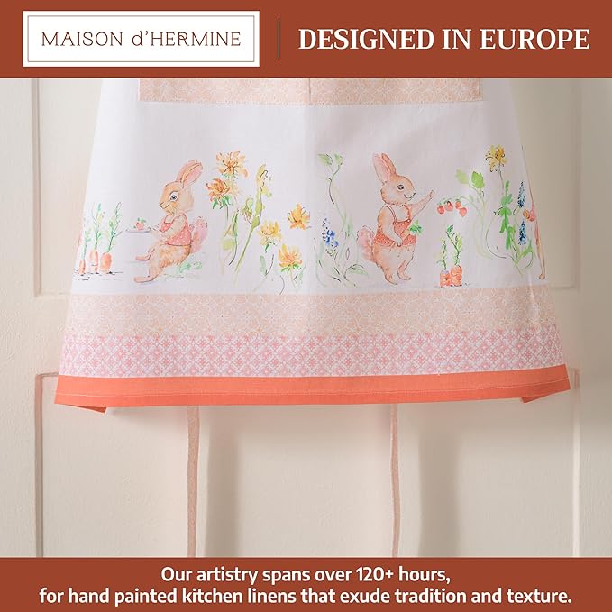 Maison d' Hermine 100% Cotton Apron for women with Pocket Kitchen Chef Apron for Men Cooking Easter Decorations