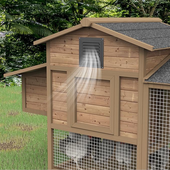 Forestchill Air Vent Louver for Chicken Coop, 2 Pack 10" x 10" Air Vent Grilles with Built in Screen Mesh, Louvered Exhaust Grille for Chicken Coops Ventilation, Black