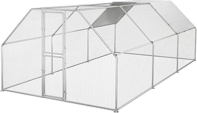 YITAHOME Large Metal Chicken Coop Run Pen for 10-20 Chickens, Walk-in Poultry Cage Hen Run House w Waterproof & Anti-UV Cover, Outdoor Chicken Cage for Outside, Backyard, Farm (19.1 x 9.8 x 6.4 ft)