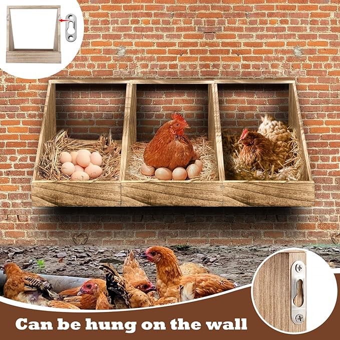 Wooden Single Compartment Chicken Nesting Box for Outdoor Coop - Comfortable Laying Box for Hens, Ducks and Poultry with Easy-Clean Design and Ventilated Egg Laying Space for Backyard Chickens