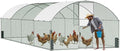 Large Metal Chicken Coop, Walk-in Chicken Run with Feeding Door, Security Lock and Cover, Outdoor Duck/Rabbit Cage Poultry Pen for Backyard, Farm, Yard (Silver - Dome Roof, 26.2 x 9.8 x 6.6 FT)