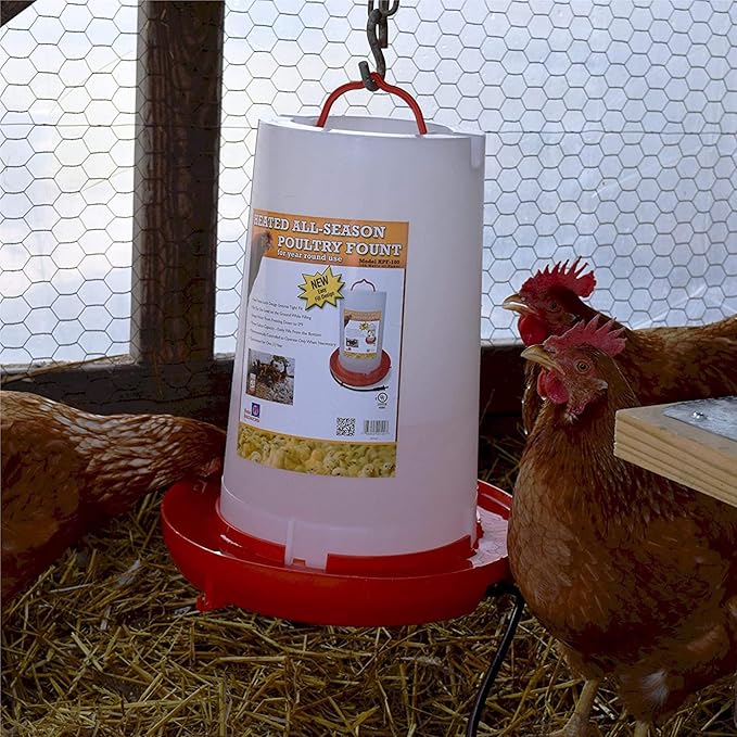 Farm Innovators 3 Pack Heated Chicken Waterer, Poultry Water Fountain, 3 Gallon