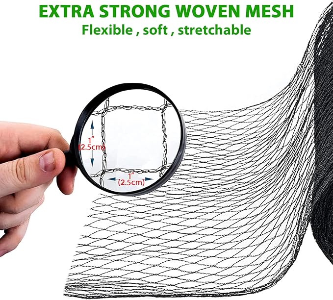 Bird Netting 50x50 ft,1" Mesh Garden Netting Pest Barrier for Plants, Fruit Trees, Vegetables, Extra Strong Woven Mesh Poultry Net for Chicken Run, Animal Fencing Against Birds, Deer, Poultry