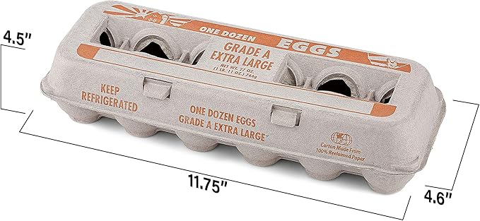Printed Natural Pulp Egg Cartons Holds Up to Twelve Eggs - 1 Dozen Extra Large - Strong Sturdy Material Perfect For Storing Extra Eggs - by MT Products (15 Cartons) - Made in The USA