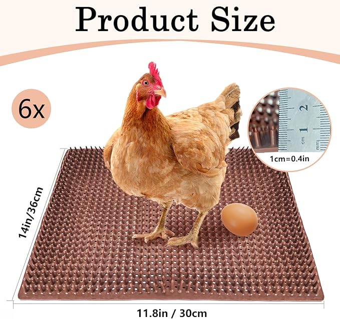 6 Pack Chicken Nesting Pads for Chicken Coop,12"x14" Plastic Nesting Pads for Chicken House,Reusable Washable Nesting Box Pads for Chicken Coop Bedding Use