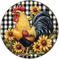 Round Chicken Sign Metal Tin Sign Rustic Plaque Rooster Chicken Farm Wall Art Suitable for Home Garden Kitchen Bar Cafe Restaurant Garage Wall Decor Retro Vintage 8 Inch
