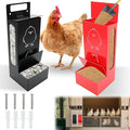 2Pcs Chicken Grit Feeder,Chicken Oyster Shell Feeder Weatherproof Heavy-duty,Feed-Level Indicator with a Top Lid and a Bottom Cap,Hanging Chicken Coop Accessories, Metal Automatic Chicken Feeder，