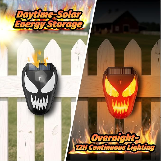 Solar Coyote Deterrent Predator Lights - Nocturnal Animal Repeller with Red LED Flashing Lights for Chicken Coop, Yard & Garden Protection Against Raccoons, Foxes, Deer, Skunks, Hawks 4 PCS