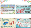Pool Rules Sign - Hot Tub Sign 12"x 8" Pool Sign For Bundle 4 Pieces Pool Area Decorations Outdoor, Decor Funny For Swimming Pool Rules Gifts Garage Office Craft Room Living Room