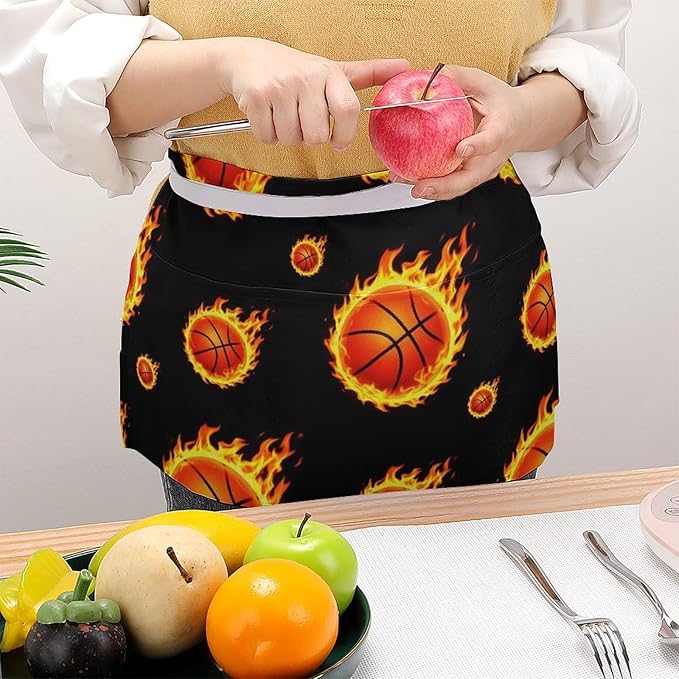 Server Apron with 3 Pockets Waist Waiter Waitress Half Apron Short Aprons