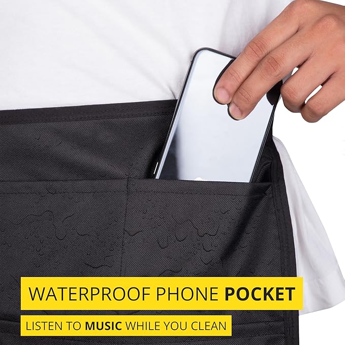 5-Pocket Waterproof Professional Cleaning Apron. Made for Pro Cleaners. Like a Cleaning Caddy Around Your Waist