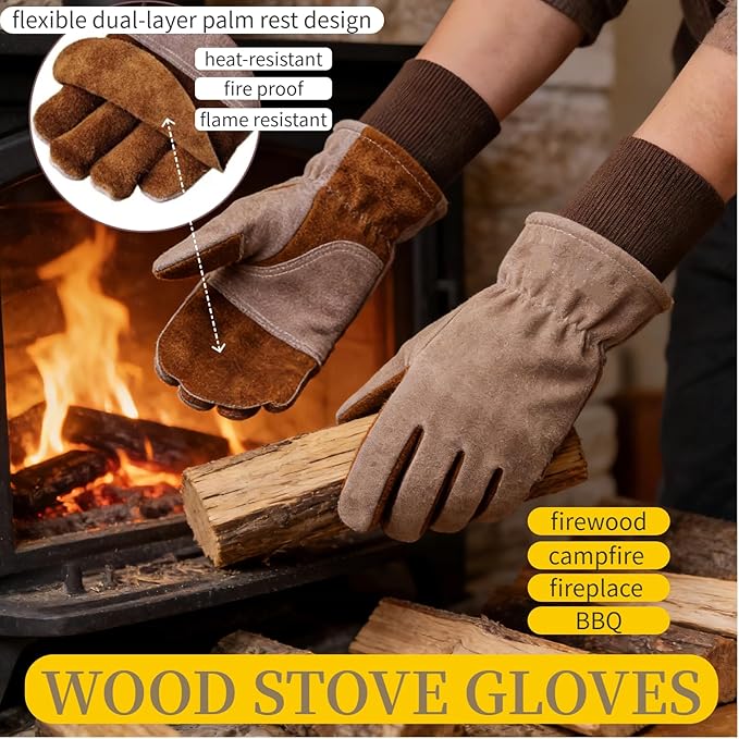 Work Gloves, Puncture and Abrasion Resistant, Heat Resistant, Gardening, Welding, Construction, Cooking, Oven Mitts