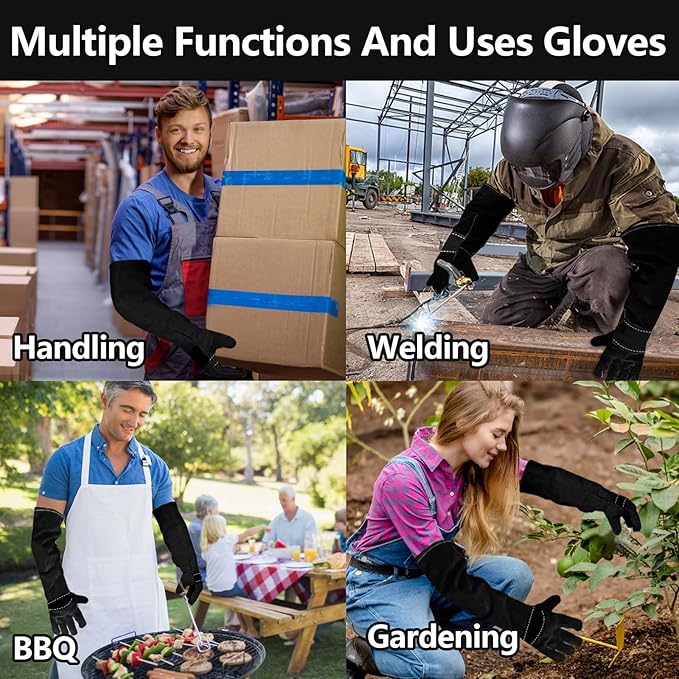 Animal Handing Gloves Bite Proof,Leather Welding Gloves,Multipurpose Puncture Proof Glove for Dog,Cat,Reptile,Snake