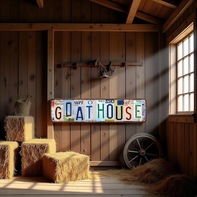 Goat House Metal Tin Sign Vintage Goat House Wall Decor Street Signs Goat Accessories Gifts For Goats Lovers Wall Art 4x16 Inch