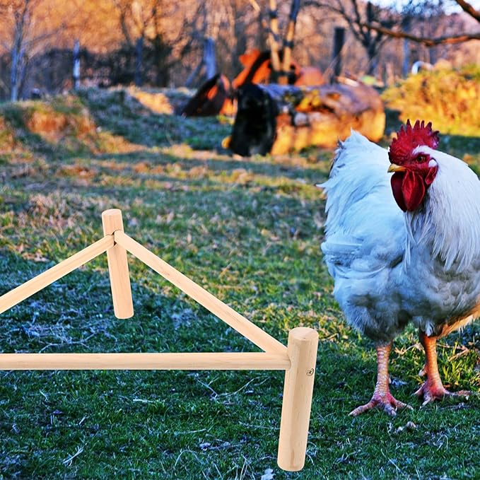 Kisangel Wooden Chicken Perch Roosting Bar Triangle Stand 42cm Equilateral X 16cm High Natural Wood Bird Playground for Chicken Coop Accessories