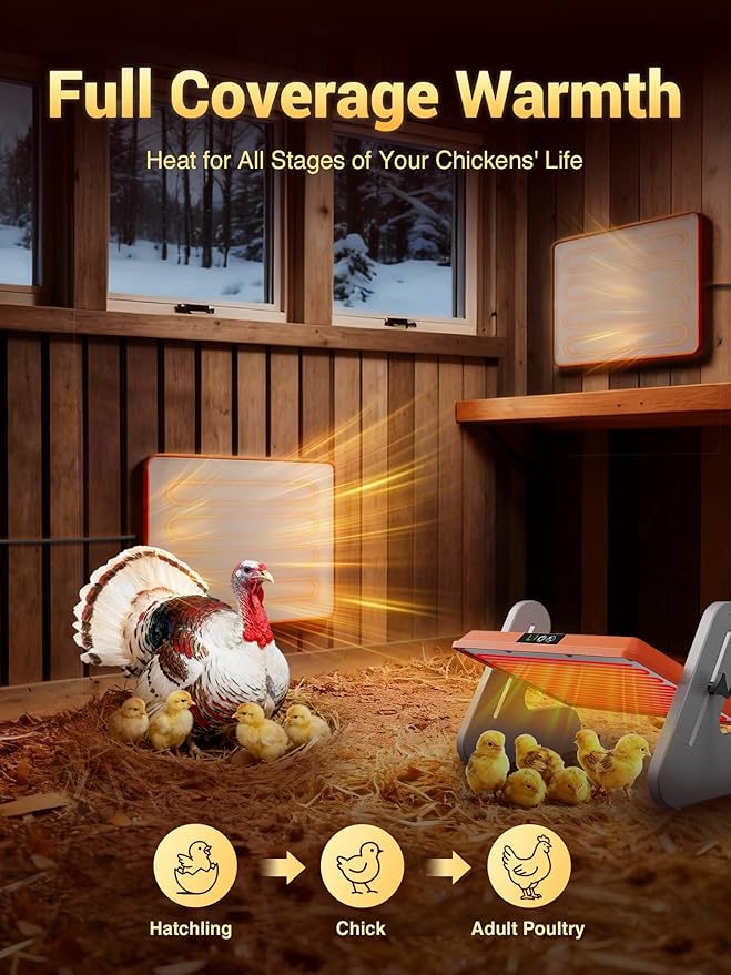 Brooder Heater for Chicks, Chicken Heating Brooder Plate with 3 Adjustable Temp Settings, Safe Coop Heater for Warmer for Poultry Cage Warm, Energy Efficient Radiant Heat Pad (ETL Compliant)