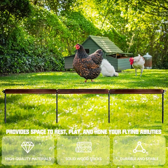 2 PCS Chicken Toys,Extra Long Chicken Perch Toys,Woodern Chickens Roosts and Perches Stand Training Perch for Poultry Rooster Chicks Large Bird Chicks Parrot, 44.88” Long