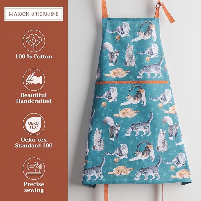 Maison d' Hermine 100% Cotton Apron for women with Pocket Kitchen Chef Apron for Men Cooking Easter Decorations