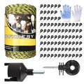 Upgraded Electric Fence Poly Wire 656 Feet 200 Meters and 100 Pcs Black Electric Fence Insulator Screw-in Insulator Fence Ring Wood Post with 1 Pcs Insulator Socket Tool