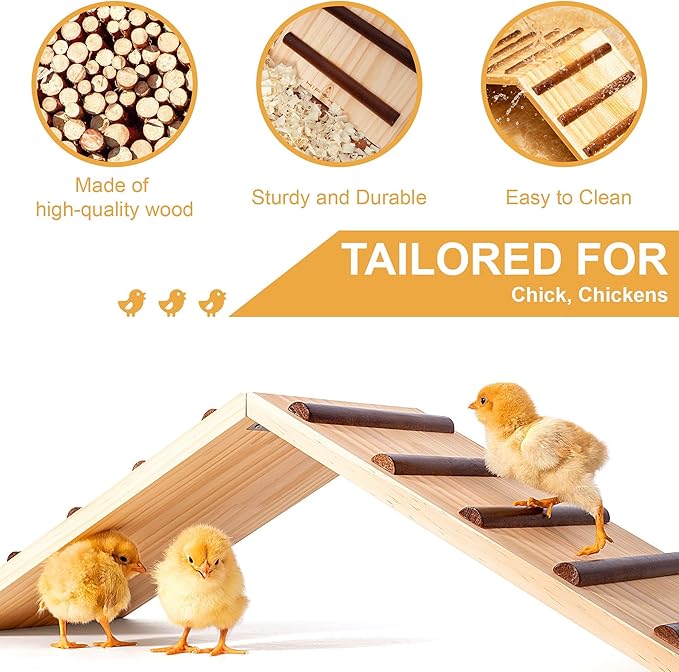 Chick Supplies, Chick Perch & Chicken Roost, Chick Stand Training Perches, Roosting, Wooden Chick Ramp Trainer, Chick Toys for Brooder, No Assemble, Coop Accessories for Chick, Hens, Small Animal