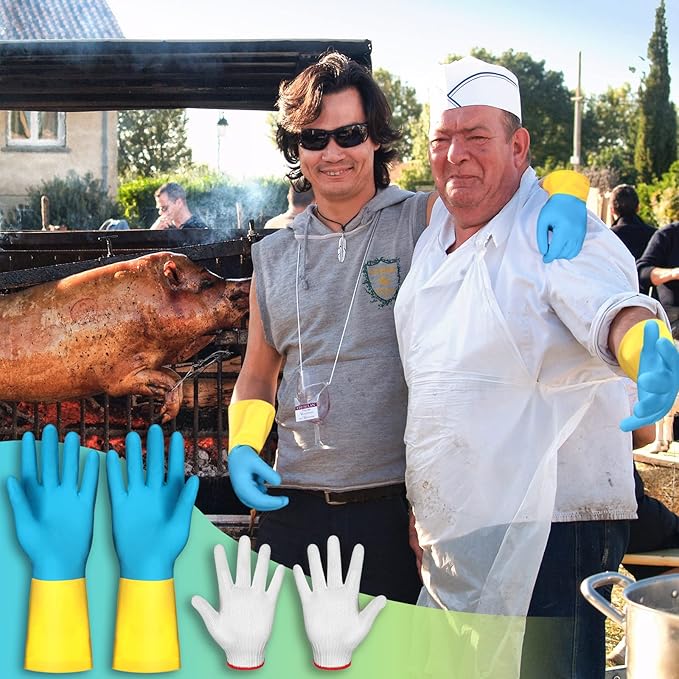 Wesiti 3 Pairs Meat Pulling Gloves Grilling Gloves with 6 Pairs Cotton Gloves Liner Reusable Heat Resistant BBQ Gloves Pork and Meat Shredding Gloves for Pork Chicken Hot food