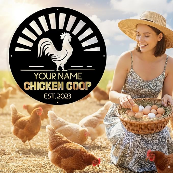 Custom Chicken Coop Metal Sign, Personalized Chicken Coop Sign for Outside, Custom Metal Hen House Farm Signs, Chickens Hen House Farmhouse Wall Art Decor