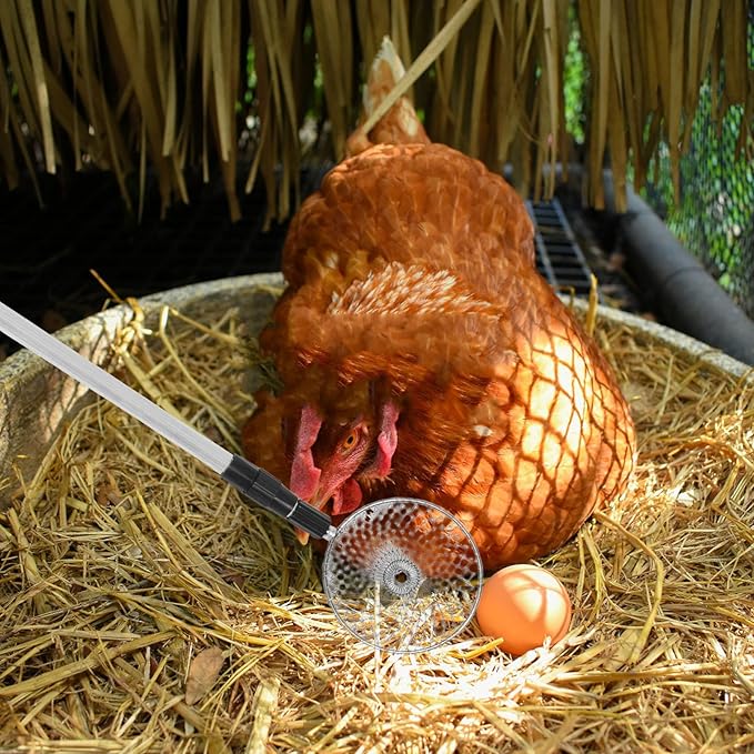 Chicken Egg Grabber: 17.32" to 29.53" Extendable Egg Picker Tool Anti-Slip - Long Reach Grabber for Collecting from Coop Poultry Nest and Farm